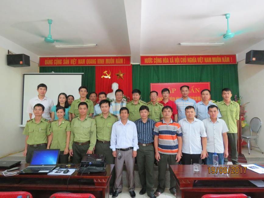 Training rangers and commune officers at Quan Hoa District, Thanh Hoa Province to improve their ability in biodiversity monitoring and natural resource management